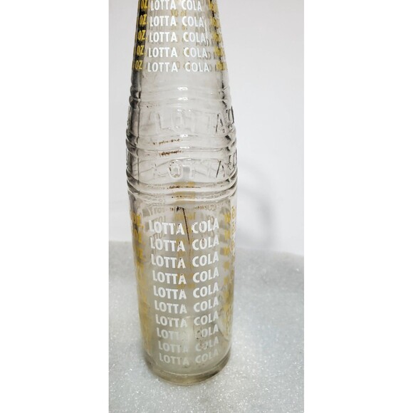Vintage LOTTA COLA 16oz Clear Glass ACL Soda Bottle Yellow White Lettering - Picture 4 of 16